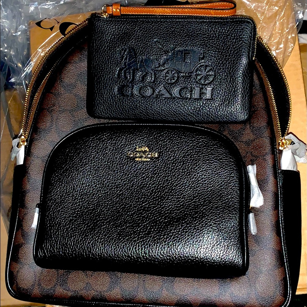 Coach Signature Monogram Lg Court & Bordeaux NO WRISTLET NO BELT! BACKPACK ONLY!